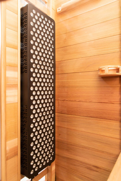 Reach the Peak of Wellness with Rainier Luxury. Performance. Precision. All in one. Introducing the Peak Saunas Rainier—a 1-person infrared sauna meticulously crafted for those who demand more from their wellness routine. Built from stunning Canadian red