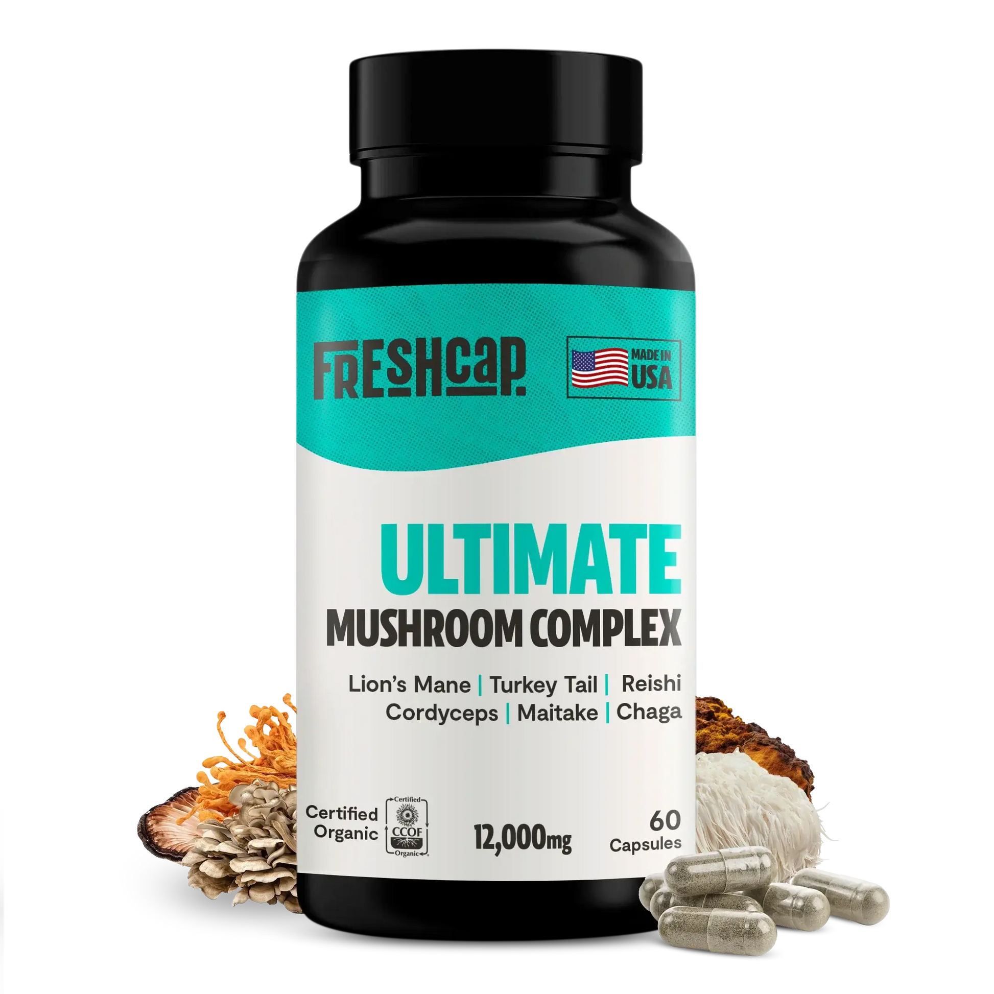 Premium blend of six powerful mushrooms for complete wellness. Quadruple-extracted mushroom supplement for maximum potency, delivering 12,000mg power for immunity, focus, and vitality.