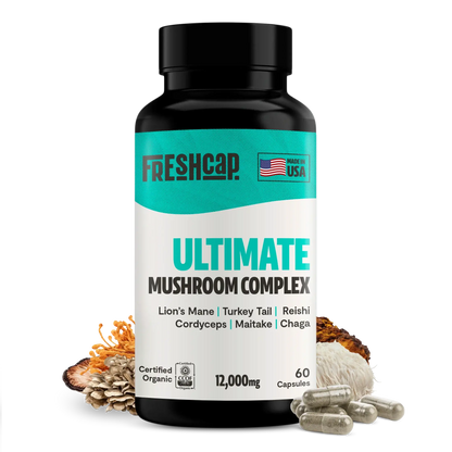 Premium blend of six powerful mushrooms for complete wellness. Quadruple-extracted mushroom supplement for maximum potency, delivering 12,000mg power for immunity, focus, and vitality.
