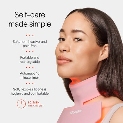 Your neck and chest are some of the first places to show sun damage, loss of elasticity, and uneven tone – yet they’re often the last to be treated. This mask pairs Red and Near-Infrared Light Therapy to visibly firm, smooth, and even this delicate area.