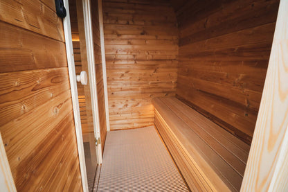 SAUNA EVOLUTION Elegant Serenity Sauna 5 🌟Discover the ultimate relaxation experience with our Elegant Serenity Sauna 5, designed for your comfort and serenity. Here's what makes it stand out:✨ Three-tiered Benches with Skirts: Enjoy the luxurious seatin
