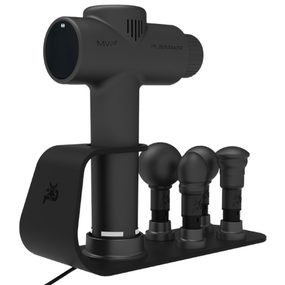 Introducing the ultimate 2-in-1 charging station – the perfect companion for your MVP-2000 Percussion Massager. With premium technology, it swiftly charges your massage gun while providing convenient access to your device and ProTips™. Say goodbye to clut