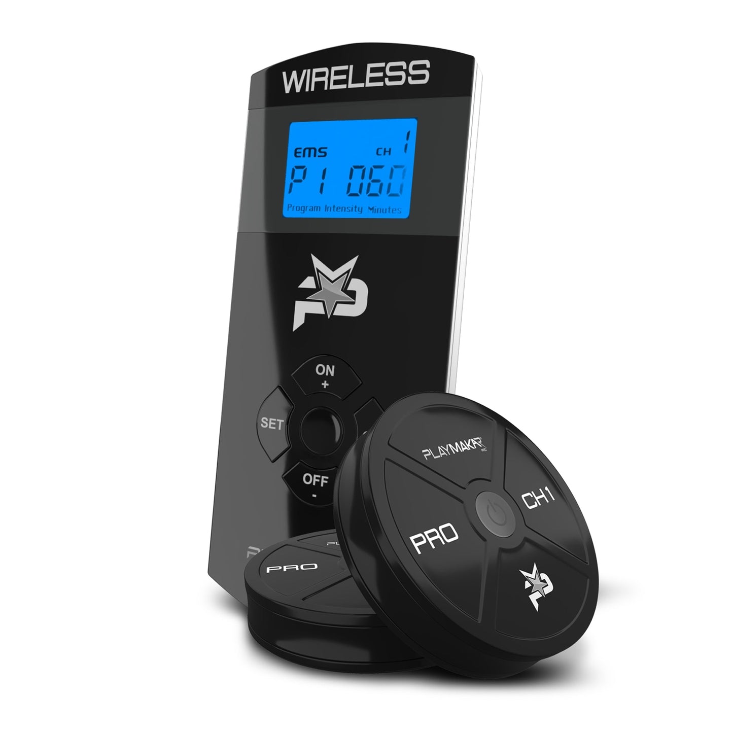 Completely wireless, the PlayMakar PRO is the ultimate take with you anywhere electrical muscle stimulator system. Comes with 14 programs designed to help build strength, maximize endurance, assist recovery, improve the quality of warm-up, manage pain, an