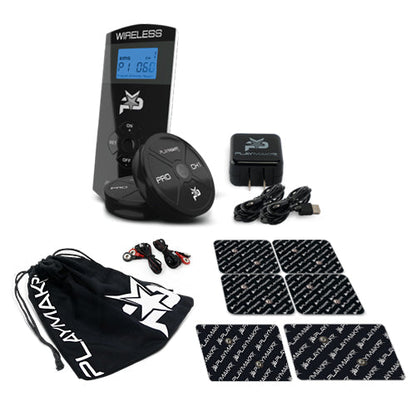 Completely wireless, the PlayMakar PRO is the ultimate take with you anywhere electrical muscle stimulator system. Comes with 14 programs designed to help build strength, maximize endurance, assist recovery, improve the quality of warm-up, manage pain, an