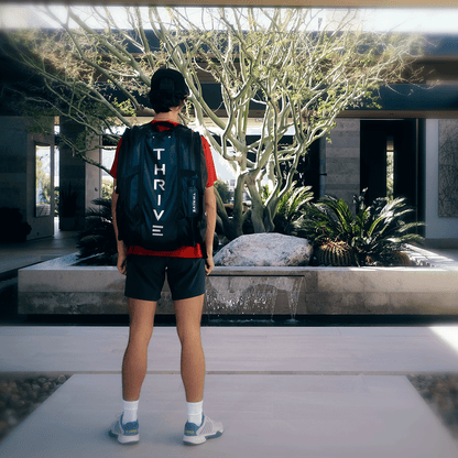 Thrive Elite Pro Tour Bag is made of 100% vegan leather and designed for the player who wants to look good and travel to the courts in style. This bag has room for all your paddles and accessories and doubles as carry-on luggage. The backpack straps have