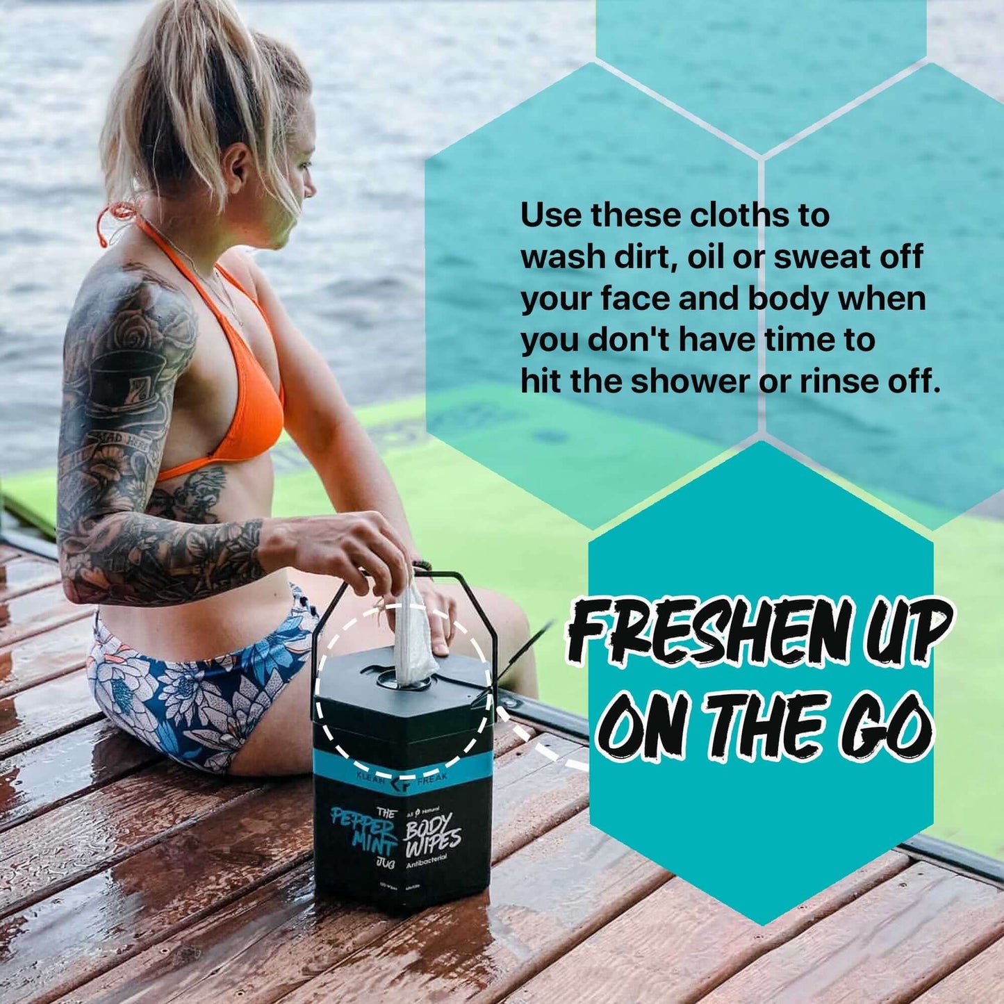 The Jug...made for all of those high traffic areas. Have your own in house gym, kids or going camping? Maybe you want this jug under your sink just because you are that big of a Klean Freak. Jug Details 120 wipes (all wipes in same bag) 6”x11” size wipe 7