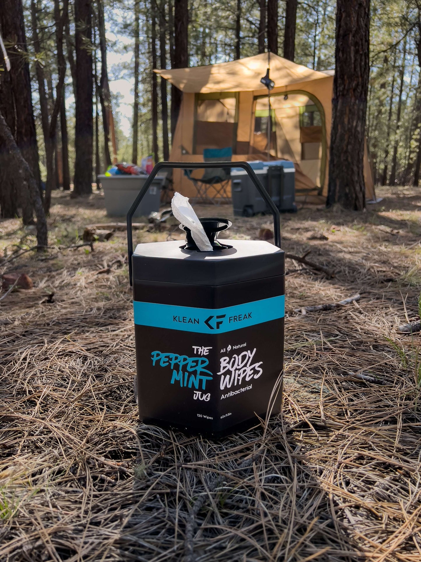 The Jug...made for all of those high traffic areas. Have your own in house gym, kids or going camping? Maybe you want this jug under your sink just because you are that big of a Klean Freak. Jug Details 120 wipes (all wipes in same bag) 6”x11” size wipe 7