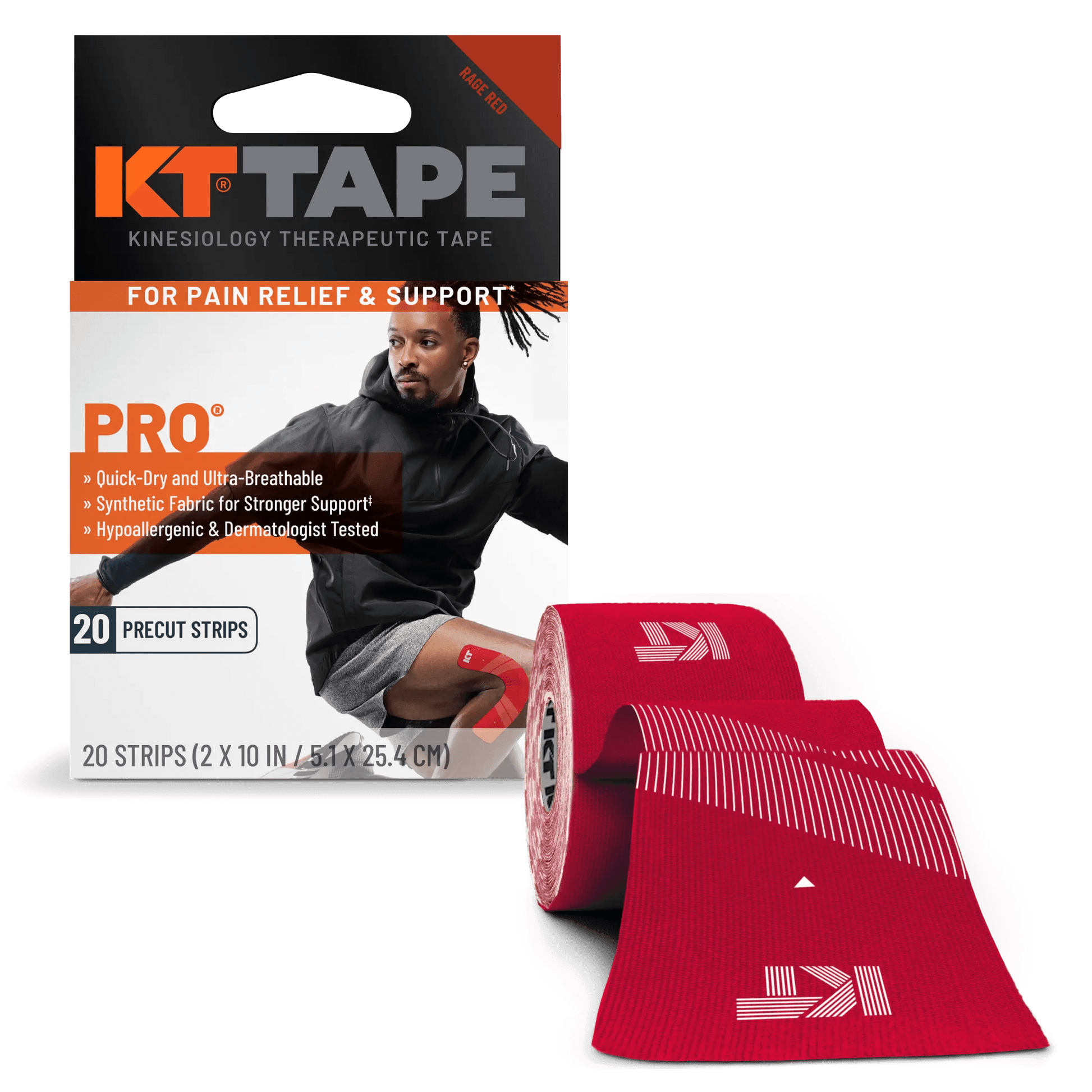 Need support that will endure your toughest workout? KT Tape Pro® is here for you. It has been designed to relieve pain and provide support where you need it, staying in place through multiple workouts. * KT Tape Pro® was created with performance in mind,