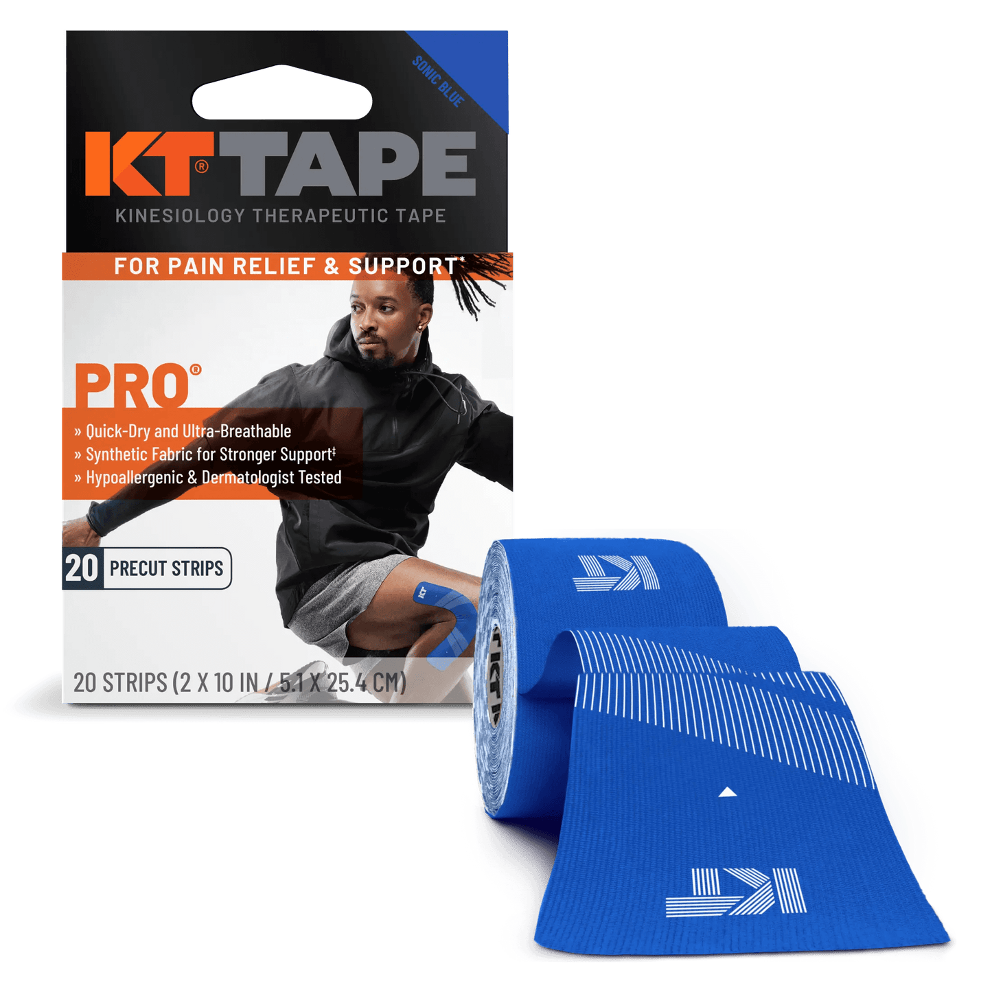 Need support that will endure your toughest workout? KT Tape Pro® is here for you. It has been designed to relieve pain and provide support where you need it, staying in place through multiple workouts. * KT Tape Pro® was created with performance in mind,