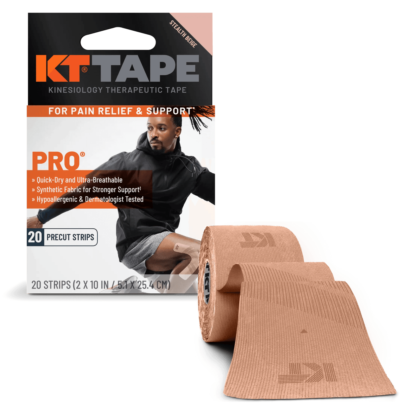 Need support that will endure your toughest workout? KT Tape Pro® is here for you. It has been designed to relieve pain and provide support where you need it, staying in place through multiple workouts. * KT Tape Pro® was created with performance in mind,