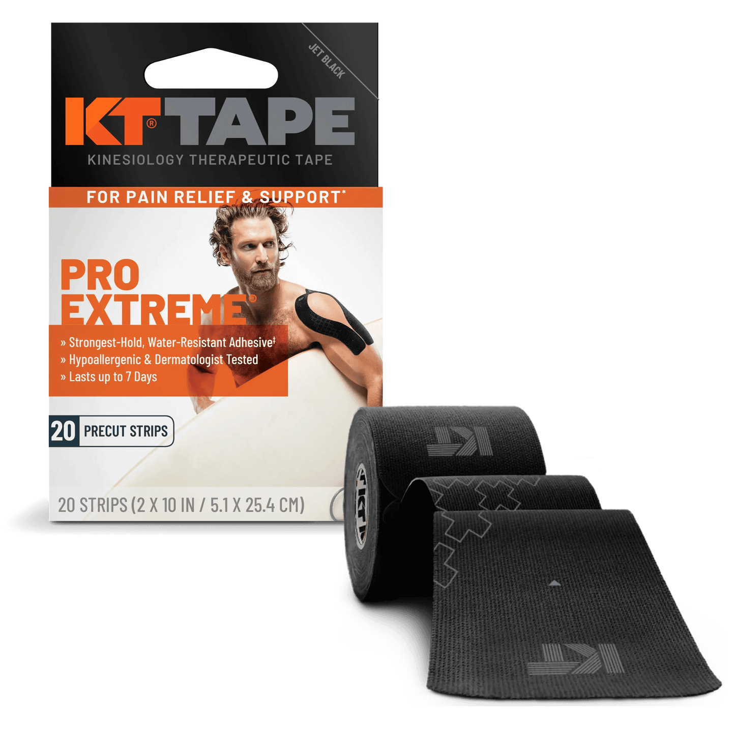 Need support that will endure your toughest workout? KT Tape Pro Extreme® is here for you. The extra-strength adhesive within KT Tape Pro Extreme® is specially formulated to help with adhesion during strenuous activity through extreme conditions including
