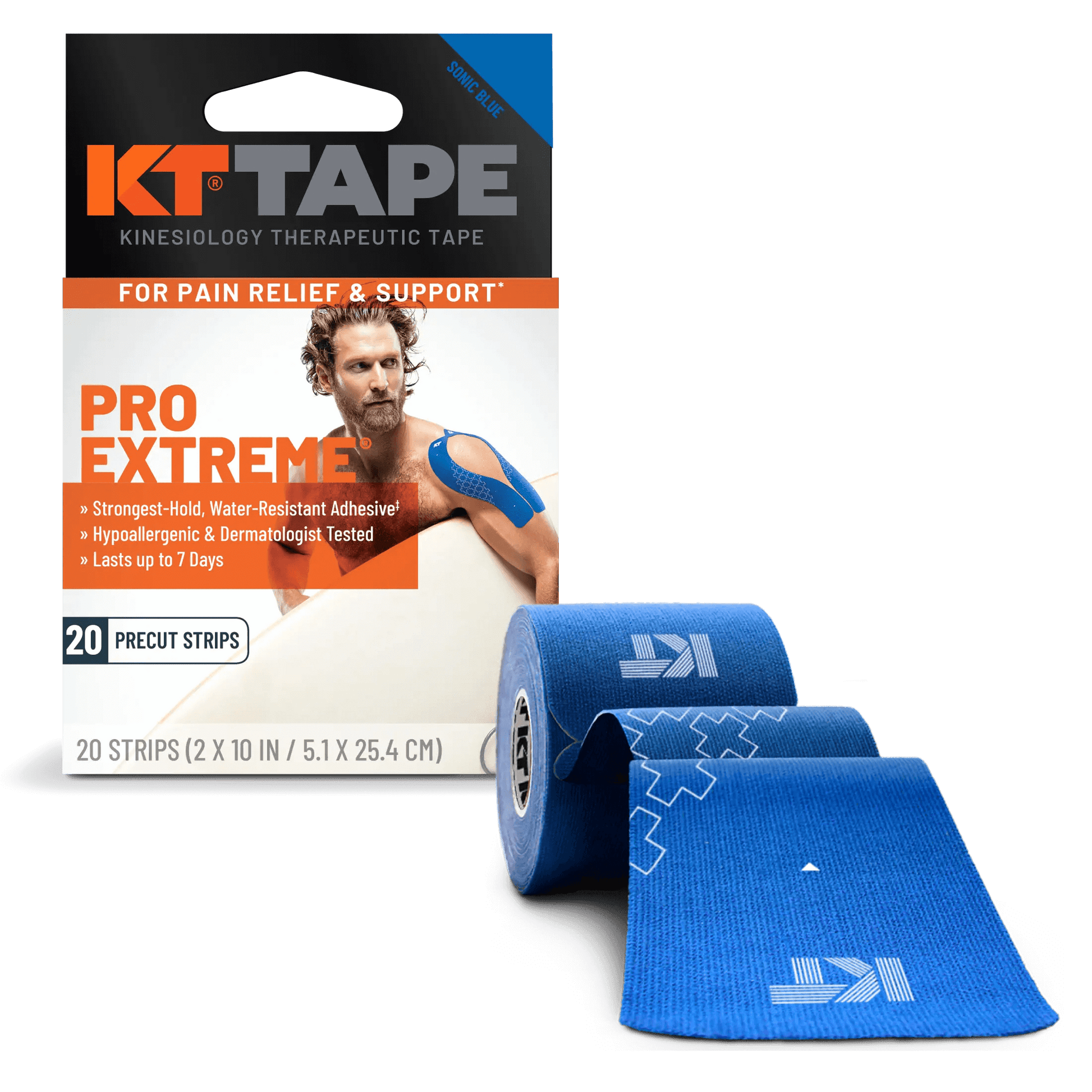 Need support that will endure your toughest workout? KT Tape Pro Extreme® is here for you. The extra-strength adhesive within KT Tape Pro Extreme® is specially formulated to help with adhesion during strenuous activity through extreme conditions including