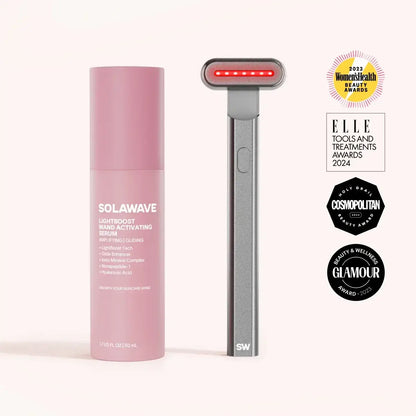 This award-winning Skincare Wand uses 4 advanced technologies to visibly soften fine lines, boost radiance, and refresh tired skin. With a rotating head and built-in timer, you're in control of where results appear. After 8 weeks, visibly reduces: Fine li
