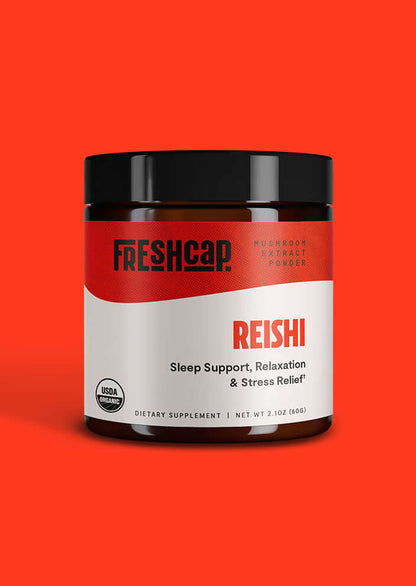 Premium Reishi mushroom powder for relaxation and balanced wellness. Dual-extracted for maximum potency, delivering 14,000mg raw mushroom power in versatile powder form.