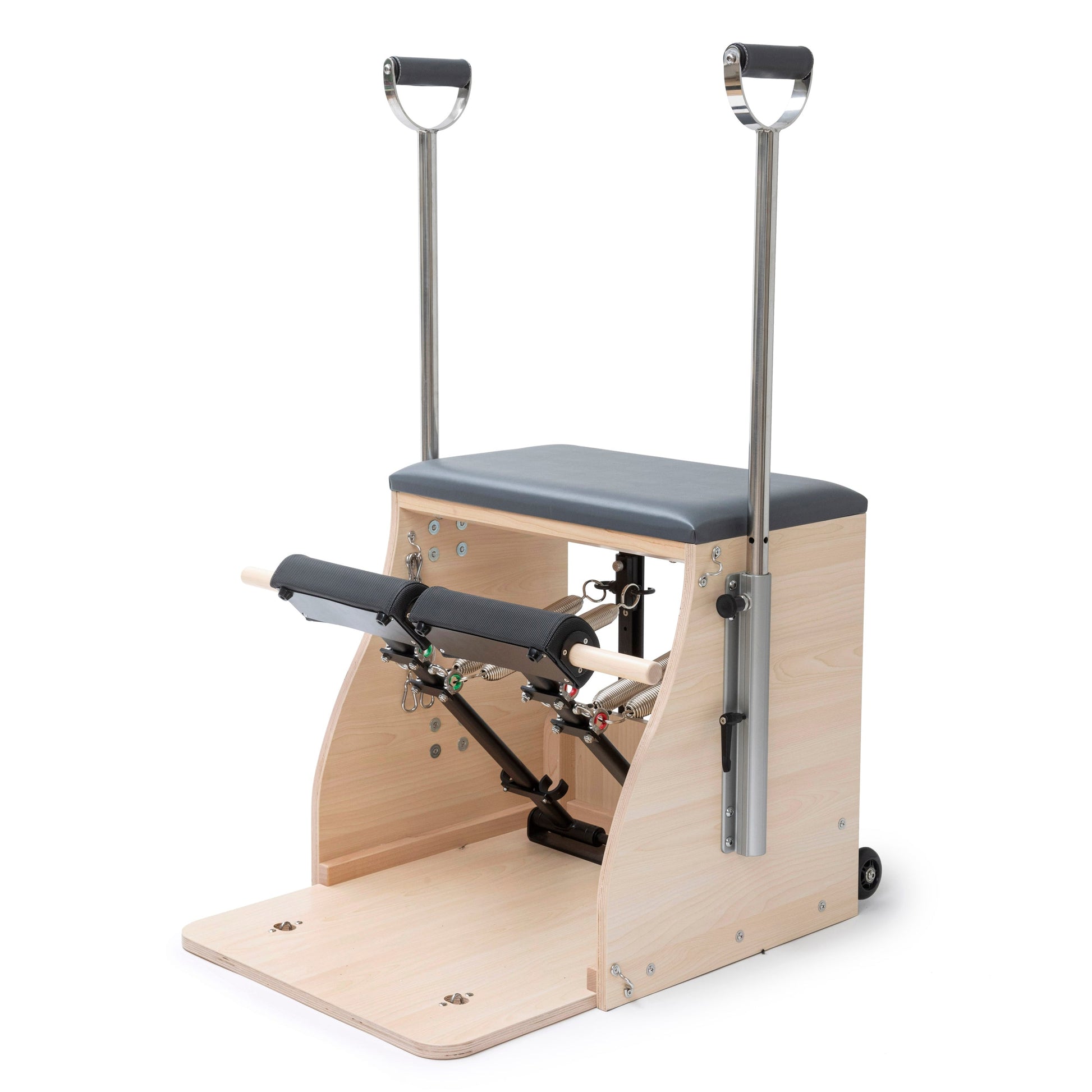 Made of high quality wood. Perfect stability Special padded system for foot bars. With innovative lower spring system for reverse resistance. Spring anchoring system on the rear bar in different positions. Springs: 2 medium resistance – Green, 2 high resi