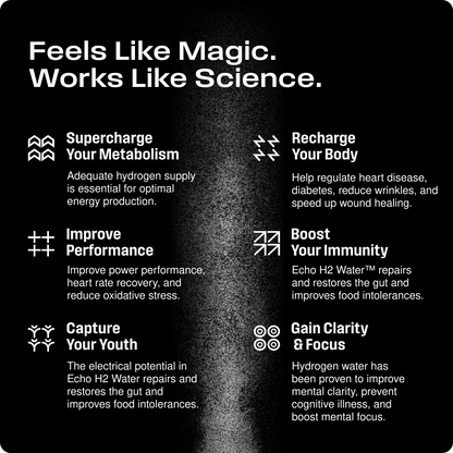 Meet the Echo Flask: the most advanced hydrogen water bottle ever created. Delivering an unmatched 8 ppm of molecular hydrogen with intelligent tracking and connectivity, this powerhouse transforms how you hydrate, perform, and recover. Elevate your cellu