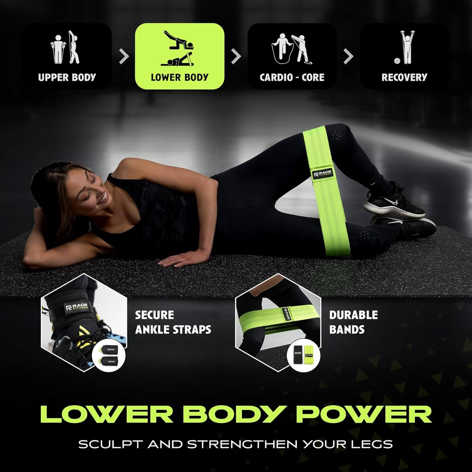 The Ex Kit by Rage Fitness is a revolutionary resistance & recovery kit. The Ex Kit is a complete home gym equipment solution, a lightweight design conveniently packed into a nylon-padded durable "gym in a bag" featuring a zipper pocket, webbing handle, a