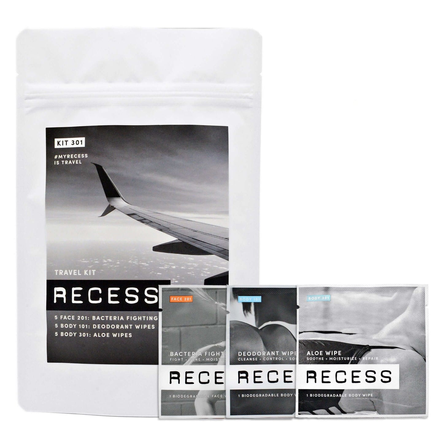 #myrecess is travel Planes, trains and automobiles -- wherever your travel takes you, RECESS is there. Swap your giant heavy toiletry kit for the travel kit and keep it simple. Bonus: no repackaging your go-to's into TSA friendly bottles. (We're TSA appro