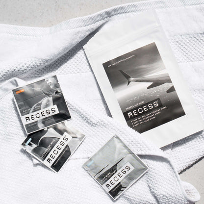 #myrecess is travel Planes, trains and automobiles -- wherever your travel takes you, RECESS is there. Swap your giant heavy toiletry kit for the travel kit and keep it simple. Bonus: no repackaging your go-to's into TSA friendly bottles. (We're TSA appro