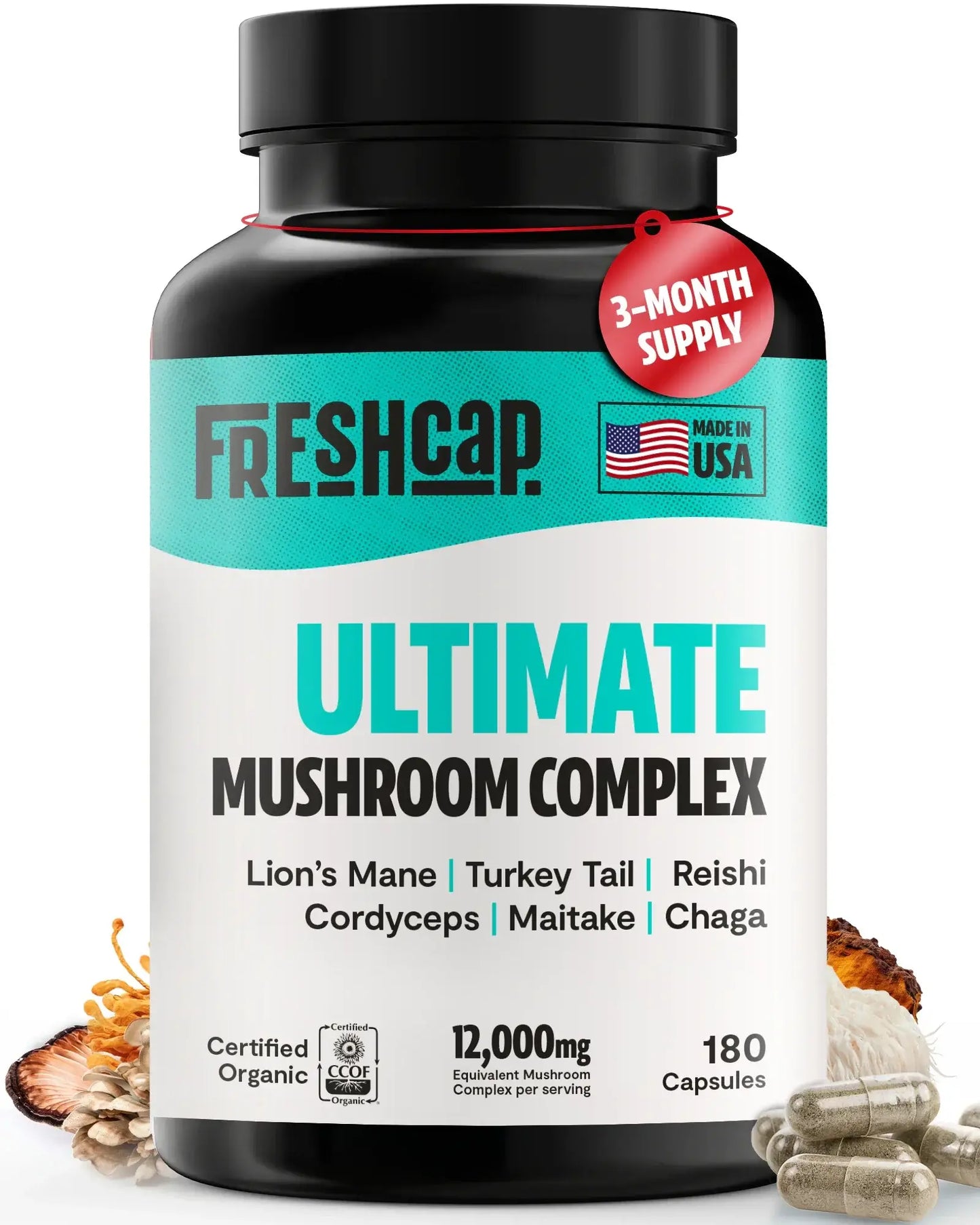 Premium blend of six powerful mushrooms for complete wellness. Quadruple-extracted mushroom supplement for maximum potency, delivering 12,000mg power for immunity, focus, and vitality.