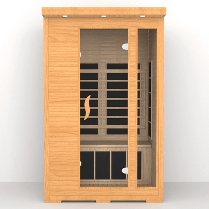 Product Description 01.Introduction Far-infrared sauna room is a new generation of sauna equipment heated byfull spectrum and carbon panel, with wooden sauna house as the carrier. The heating plate is inlaid around the sauna room, the heating is even and