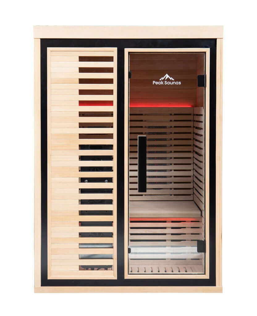 Reach the Peak of Wellness with Everest Compact. Powerful. Premium. Introducing the Peak Saunas Everest—a meticulously crafted smart 2-person infrared sauna designed for those who refuse to compromise on personal space, quality, technology, or wellness be