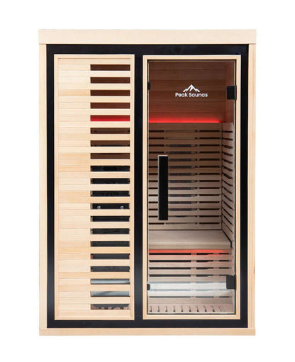 Reach the Peak of Wellness with Everest Compact. Powerful. Premium. Introducing the Peak Saunas Everest—a meticulously crafted smart 2-person infrared sauna designed for those who refuse to compromise on personal space, quality, technology, or wellness be