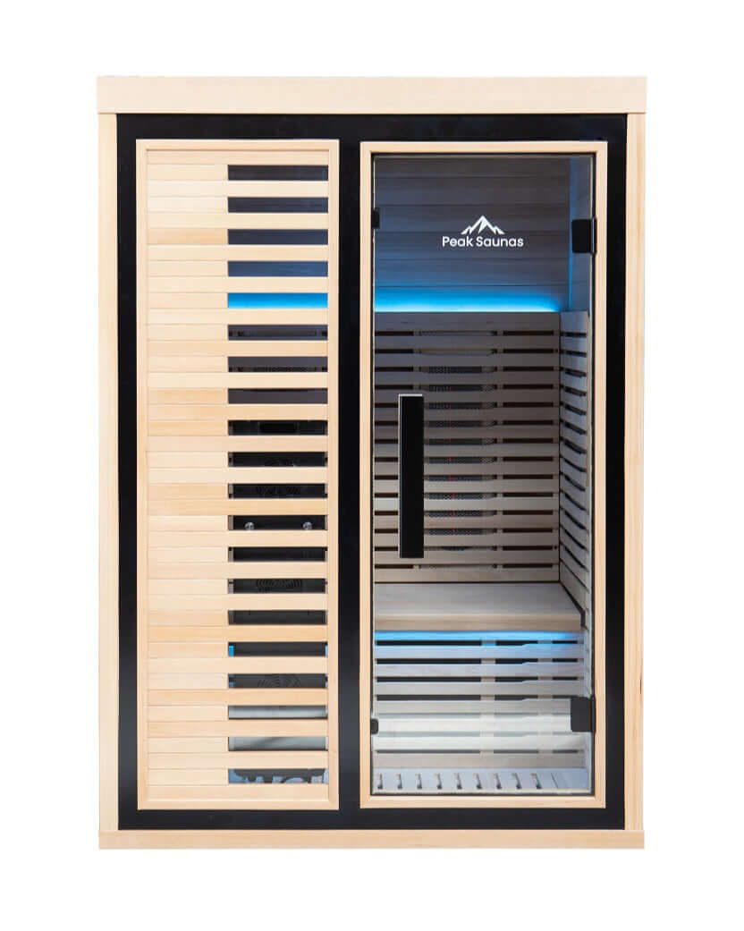 Reach the Peak of Wellness with Everest Compact. Powerful. Premium. Introducing the Peak Saunas Everest—a meticulously crafted smart 2-person infrared sauna designed for those who refuse to compromise on personal space, quality, technology, or wellness be