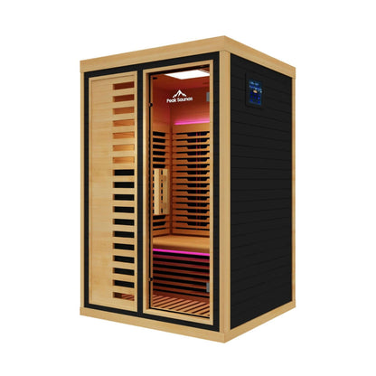Reach the Peak of Wellness with Everest Compact. Powerful. Premium. Introducing the Peak Saunas Everest—a meticulously crafted smart 2-person infrared sauna designed for those who refuse to compromise on personal space, quality, technology, or wellness be