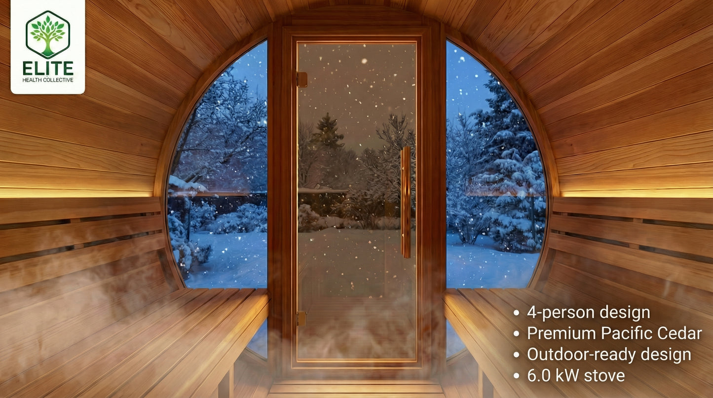 Golden Designs "Zurich" 4 Person Barrel with Bronze Privacy View Sauna