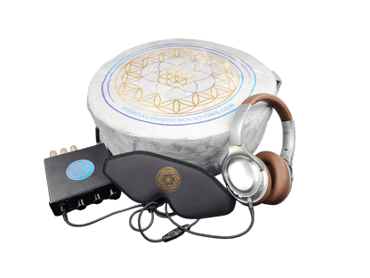 Special Promotional Bundle including: Meditation Cushion with Custom Amplifier Headphones Eye mask Immersive Sound with Vibroacoustic Meditation Cushion: Experience the Power of Vibroacoustic Therapy Enhance your meditation practice with our Immersive Vib