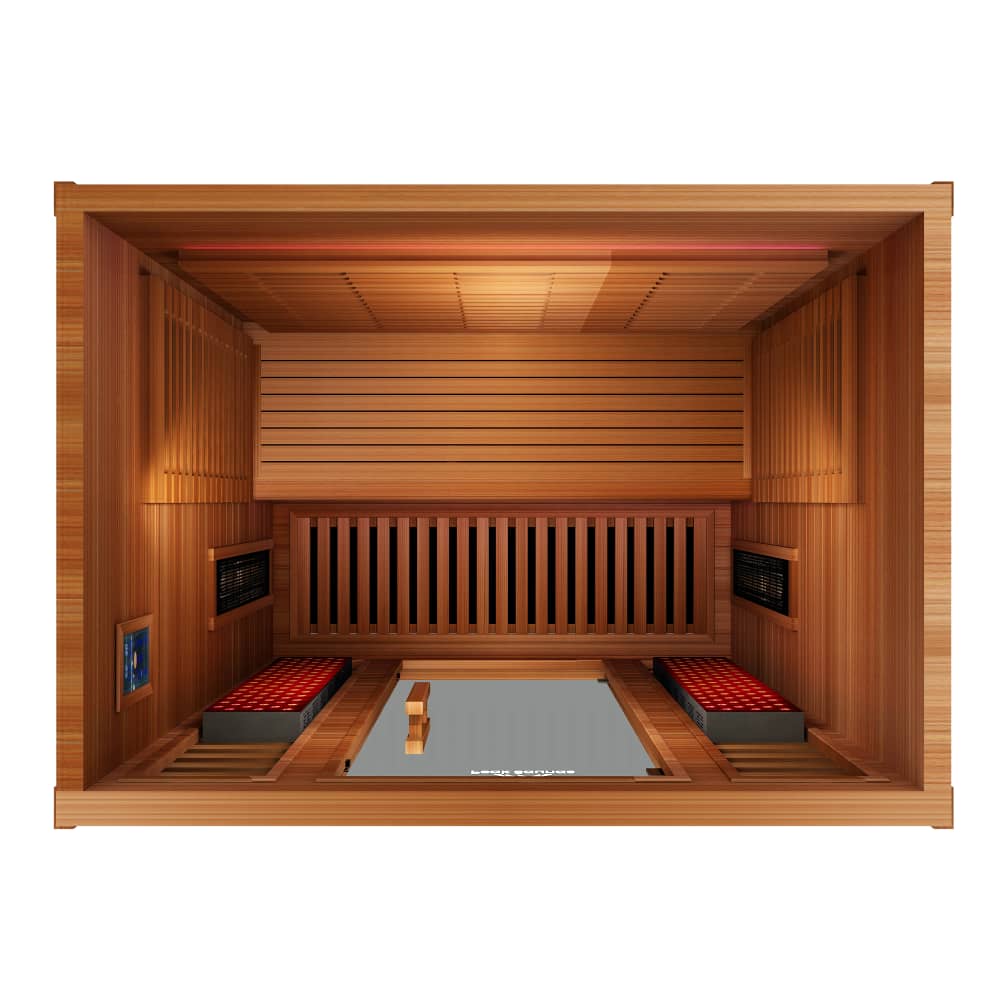Reach the Peak of Wellness with Matterhorn Even more room. Even more power. Even more rejuvenation. Introducing the Peak Saunas Matterhorn—a spacious 3-person infrared sauna engineered for those who want room to share or space to fully stretch out without