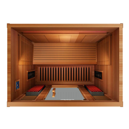 Reach the Peak of Wellness with Matterhorn Even more room. Even more power. Even more rejuvenation. Introducing the Peak Saunas Matterhorn—a spacious 3-person infrared sauna engineered for those who want room to share or space to fully stretch out without