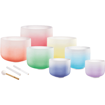 Are you tired of looking at poorly made color singing bowls online? This premium Crystal Singing Bowl Chakra Set stands apart with its gradient color design, large size from 8" to 14", and unmatched quality control with pure sound characteristics. The uni