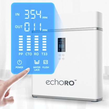Introducing the Echo Reverse Osmosis system, a high-quality solution for clean, great-tasting water at home. This advanced, tankless system is designed to fit easily under your sink. With 4-stage filtration, it effectively reduces contaminants like chlori