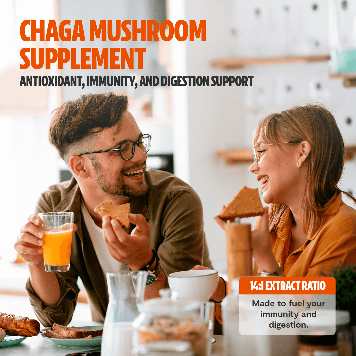Premium Chaga mushrooms capsules for immune and antioxidant support. Dual-extracted for maximum potency, delivering 14,000mg raw mushroom power for comprehensive wellness.