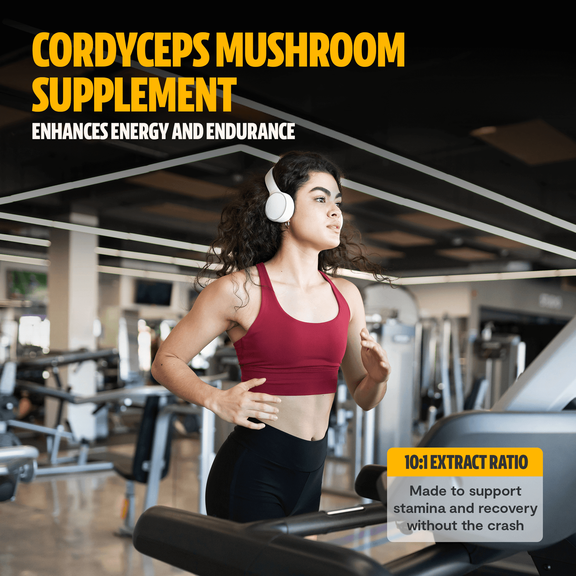 Premium Cordyceps mushroom capsules for natural energy and stamina. Water-extracted for maximum potency, delivering 10,000mg raw mushroom power to fuel your active lifestyle.