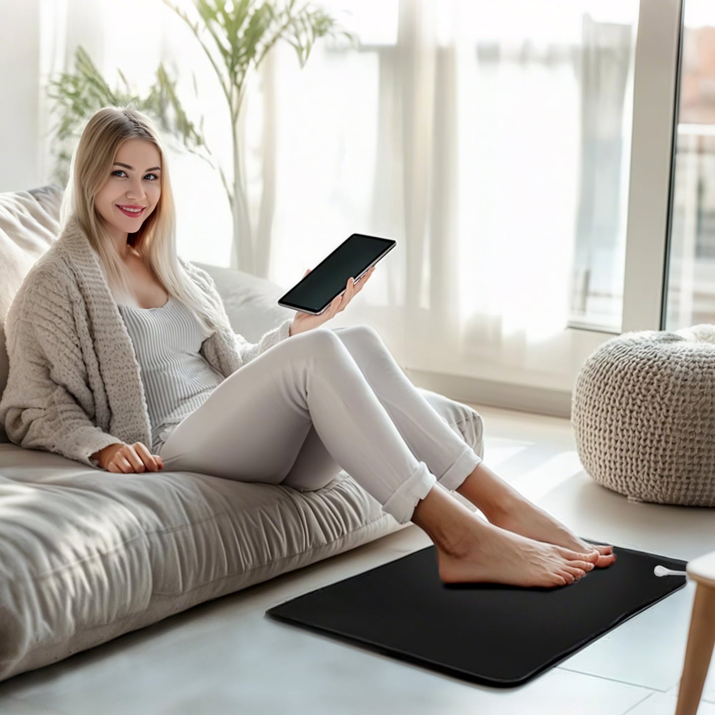 Reconnect with the Earth's energy with the versatile LUMYHEALTH™ Grounding Mat. Designed to reduce stress, improve circulation, and enhance sleep quality, this mat can also be used as a mouse pad or foot pad, offering comfort and support during your daily