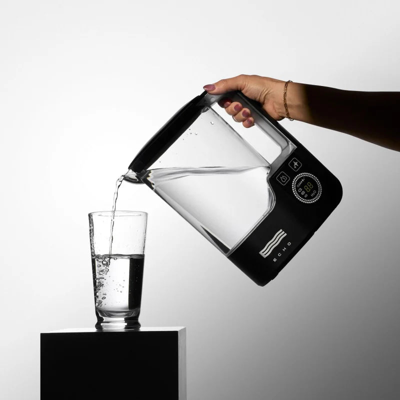 The Echo Hydrogen Water Pitcher infuses water with hydrogen molecules to support hydration and wellness, providing an enjoyable and refreshing water experience for the whole family. This sleek and user-friendly hydrogen water machine uses advanced technol