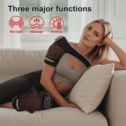 Experience powerful, non-invasive pain relief with this all-in-one Heated Red Light Therapy Massager. Combining 660nm red light, 850nm near-infrared light, soothing heat, and vibration massage, this device targets pain at the source—helping reduce inflamm