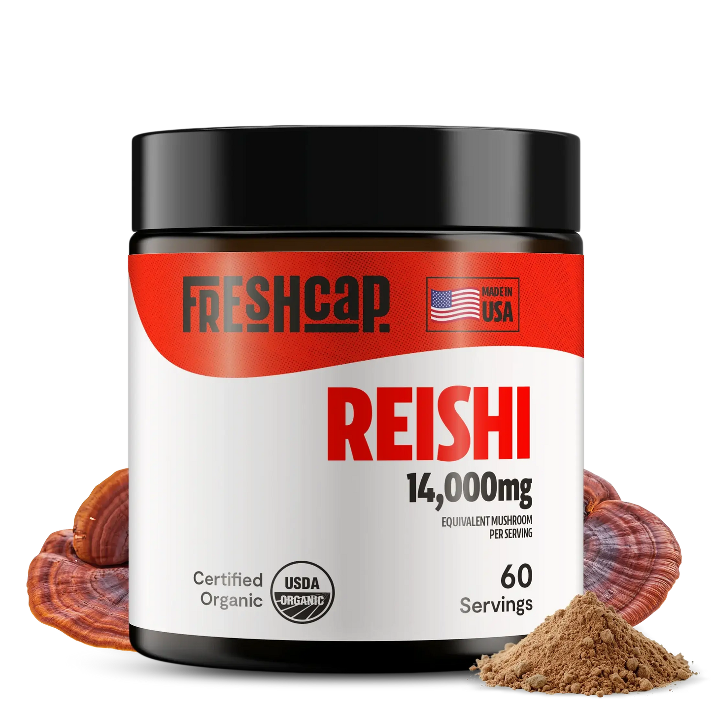 Premium Reishi mushroom powder for relaxation and balanced wellness. Dual-extracted for maximum potency, delivering 14,000mg raw mushroom power in versatile powder form.