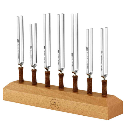 Tune in all seven chakras with this special 7-tuning fork set - it helps you to balance and increase positive energy! A professional set for meditation, yoga, therapeutics, sound healing and spiritual practices. Made from strong steel (not soft aluminum)!
