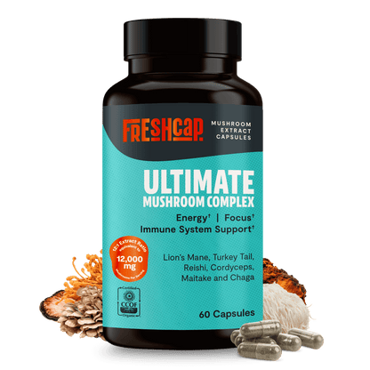 Premium blend of six powerful mushrooms for complete wellness. Quadruple-extracted mushroom supplement for maximum potency, delivering 12,000mg power for immunity, focus, and vitality.